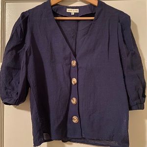 Balloon Sleeve Button-Down Blouse